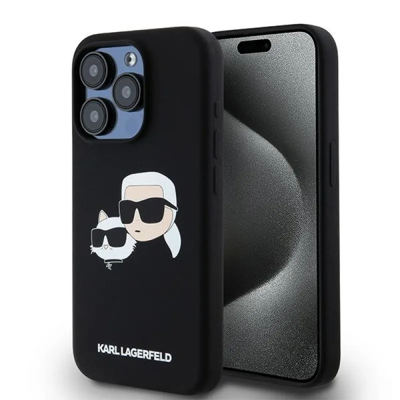 Karl Lagerfeld Silikónový obal Karl&Choupette MagSafe pre iPhone 15 Pro Max - čierny