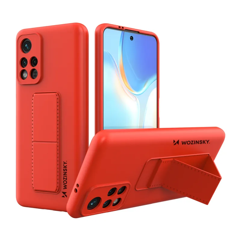 Wozinsky Kickstand Case silikónové puzdro so stojanom Xiaomi Poco M4 Pro 5G červené