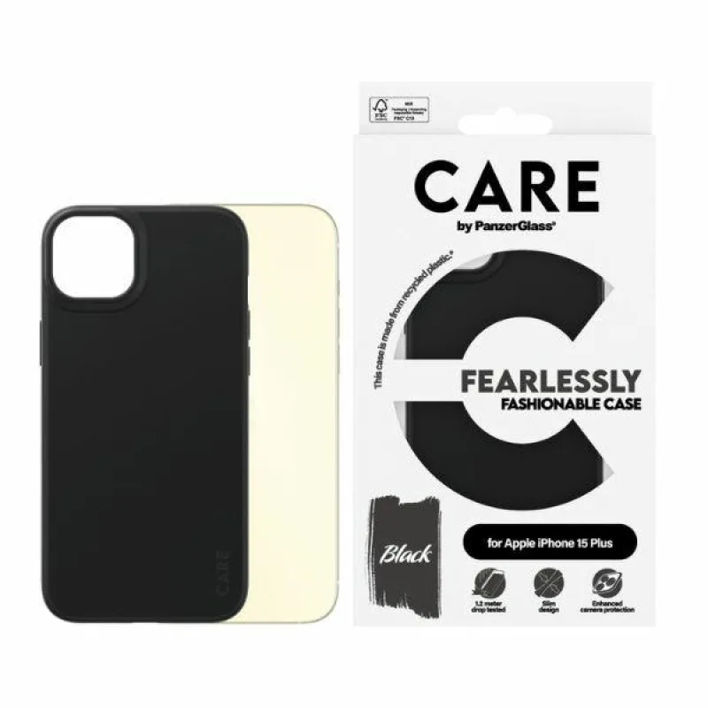 CARE by PanzerGlass Fearlessly Módne puzdro pre iPhone 15 Plus - čierne