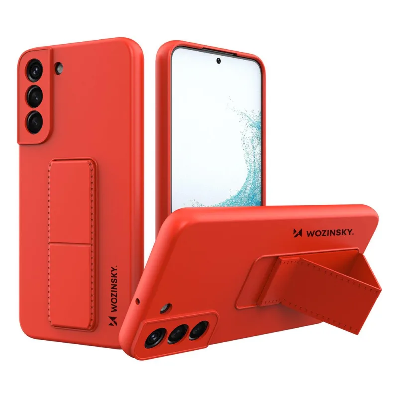 Wozinsky Kickstand Case silikónové puzdro so stojanom pre Samsung Galaxy S22+ červené