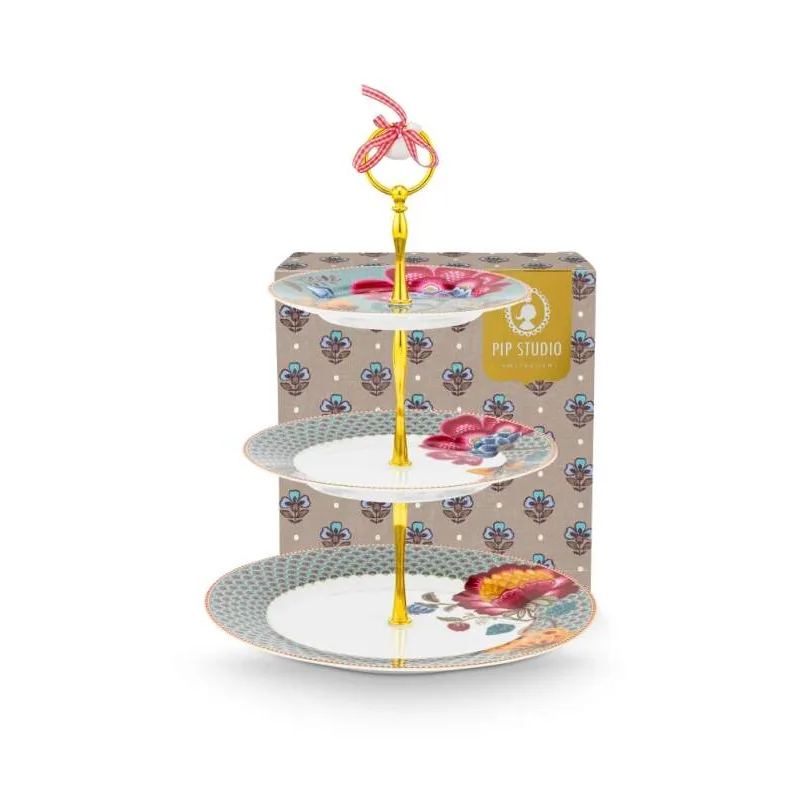 Pip Studio Blooming Tales třípatový etažér, modrý