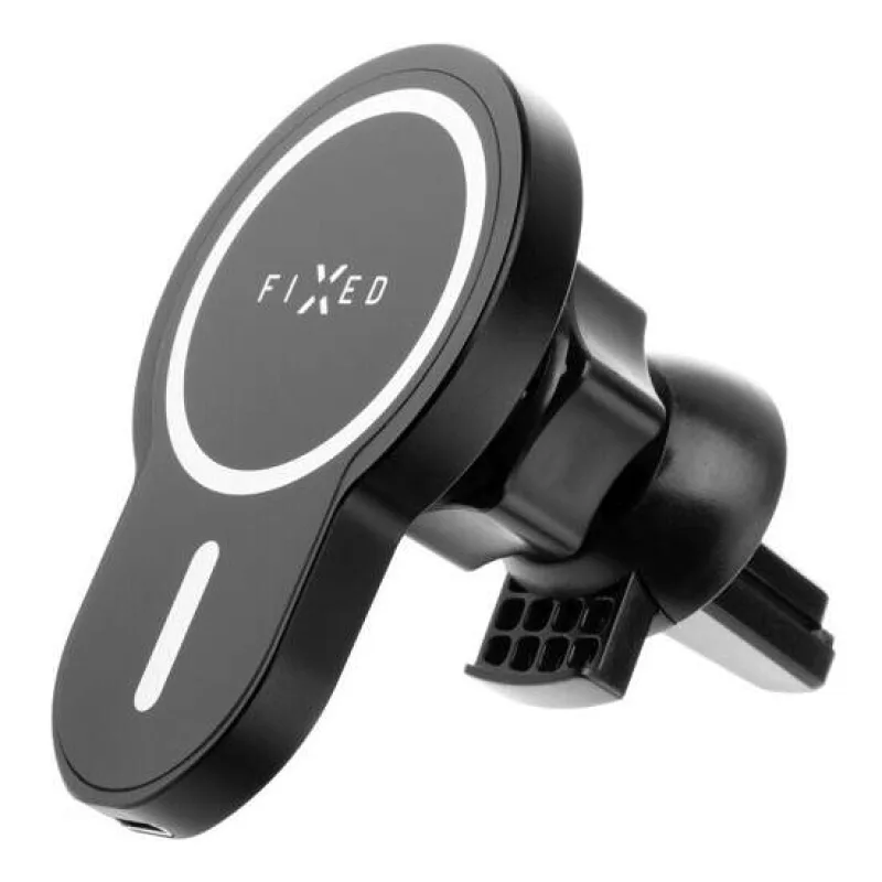 FIXED MagClick s podporou uchytenia MagSafe, 15W,držiak s bezdrôtovým nabíjaním, čierny