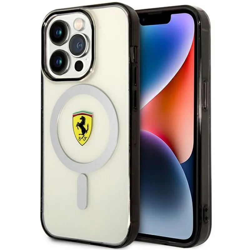 Ferrari FEHMP14LURKT iPhone 14 Pro 6,1" priehľadné/priehľadné pevné puzdro Outline Magsafe
