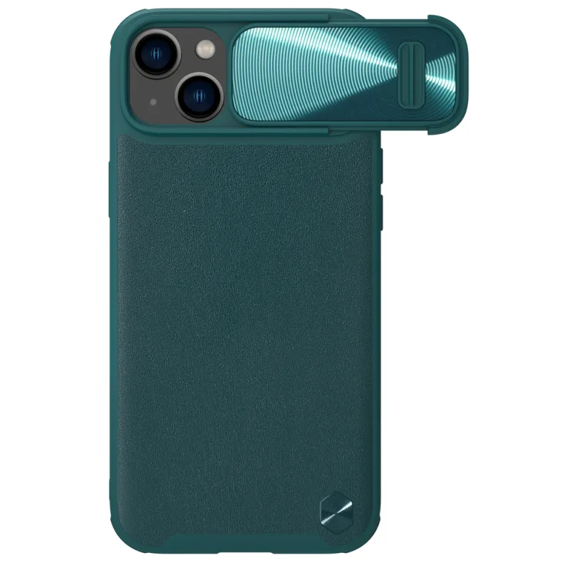 Nillkin CamShield Leather S Case Kryt puzdra na iPhone 14 Plus s krytom fotoaparátu zelený