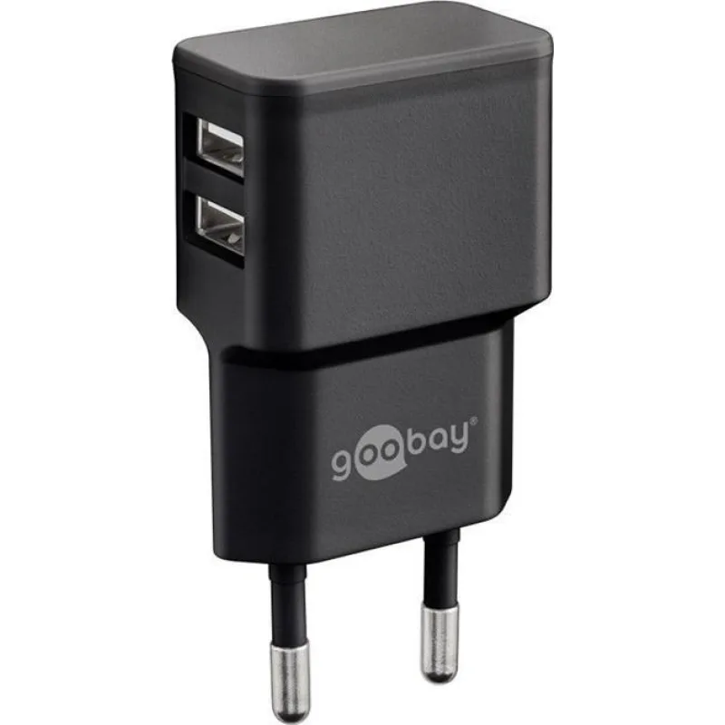 Goobay Napájecí a nabíjecí adaptér 230V na 2x USB, max.2, 4A, černý…