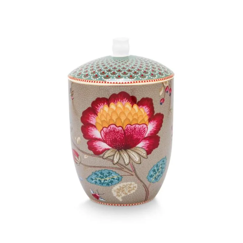 Pip Studio Blooming Tales skladovací dóza 1,5l, khaki