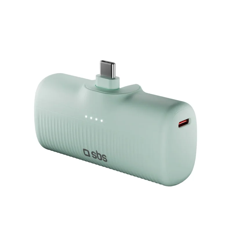 Powerbanka SBS EcoPower 5 000 mAh 10 W so vstavaným portom USB-C – zelená