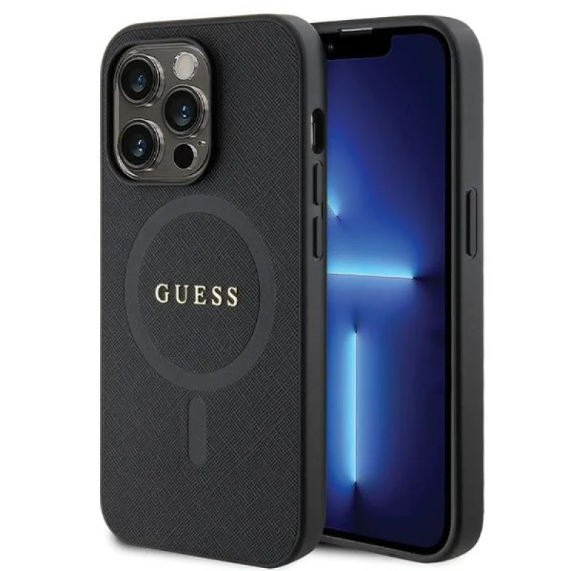 Guess GUHMP14LPSAHMCK puzdro pre iPhone 14 Pro - čierne Saffiano MagSafe