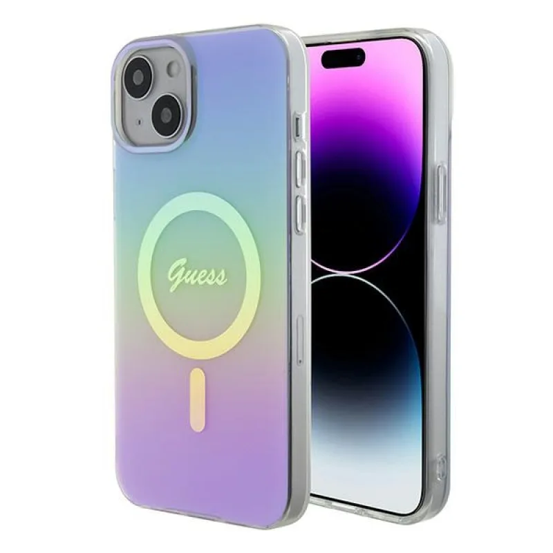 Guess GUHMP15SHITSU iPhone 15 6,1" fialovofialové pevné puzdro IML Iridescent MagSafe