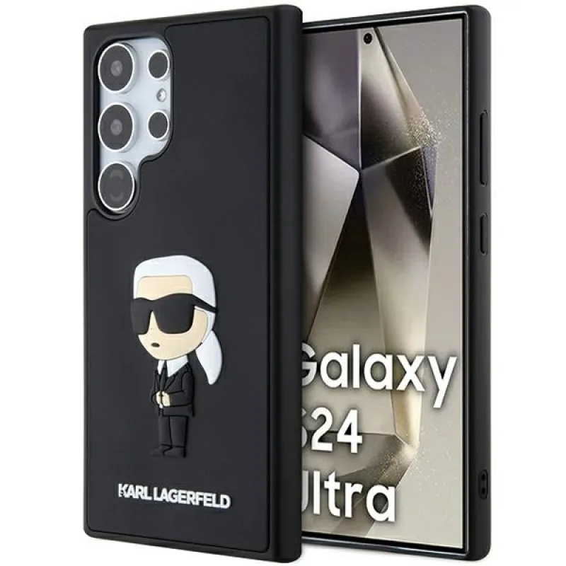 Karl Lagerfeld 3D gumené puzdro Ikonik pre Samsung Galaxy S24 Ultra - čierne