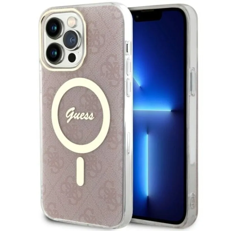 Guess 4G MagSafe puzdro pre iPhone 14 Pro Max - ružové