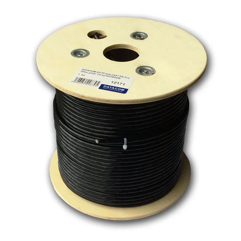 DATACOM S/ FTP drôt CAT7 PE, Fca 100m, plášť čierny OUTDOOR 12171