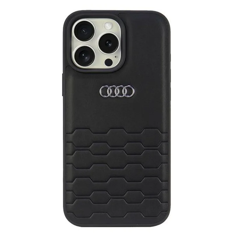 Pevné puzdro Audi Synthetic Leather iPhone 16 Pro Max 6,9" čierno/čierne AU-TPUPCIP16PM-GT/D2-BK