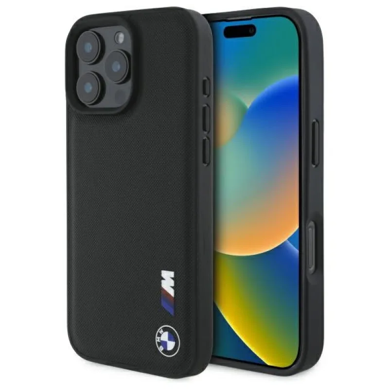 Puzdro BMW Smooth Rubber Logo iPhone 16 Pro Max – čierne