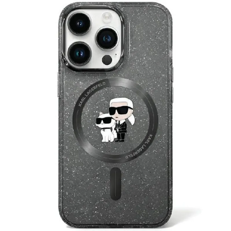 Karl Lagerfeld KLHMN61HGKCNOK iPhone 11 / Xr 6,1" čierno/čierne pevné puzdro Karl&Choupette Glitter MagSafe