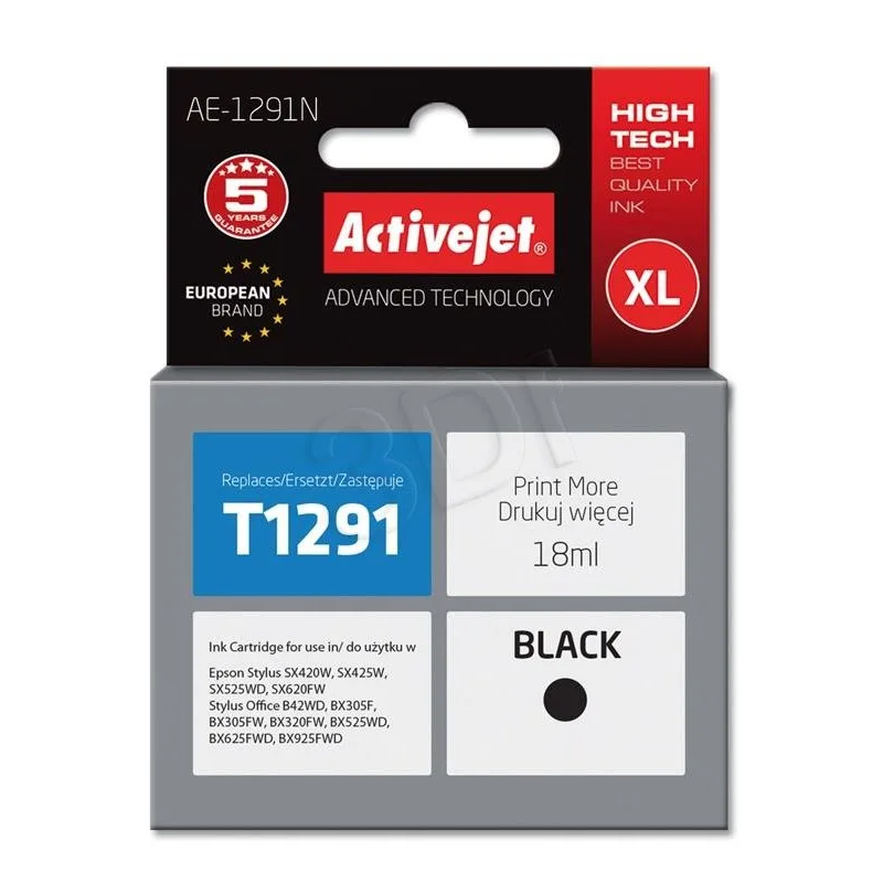 Atrament ActiveJet pre Epson T1291 Black 18 ml