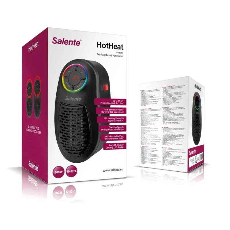 Salente HotHeat, teplovzdušný mini ventilátor, 500 W, čierny HOTHEAT-BK