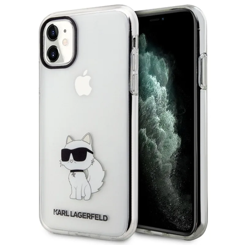 Kryt Karl Lagerfeld Ikonik Choupette pre iPhone 11 / Xr - priehľadný