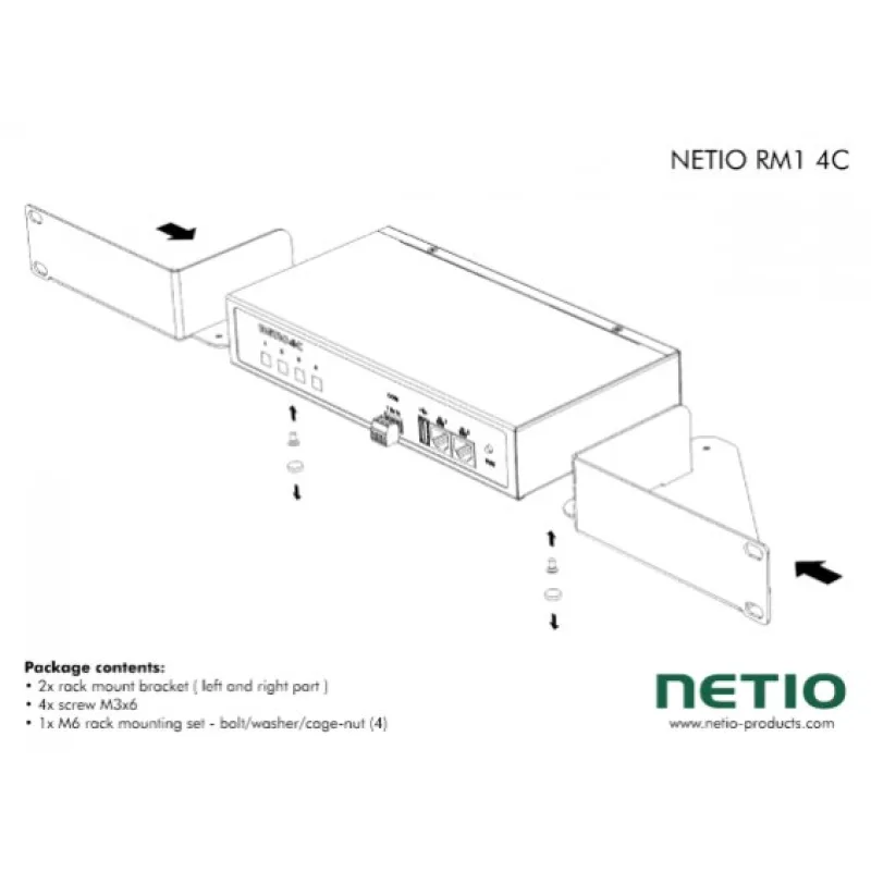 NETIO RM1 4C 19" 1U montážní držák pro 1x PowerPDU 4C