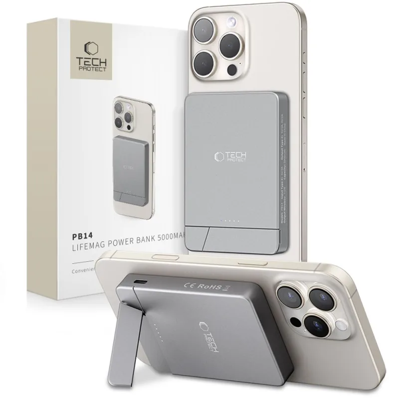 Powerbanka Tech-Protect PB14 LifeMag MagSafe 5000 mAh - šedá