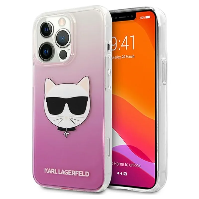 Kryt na hlavu Karl Lagerfeld Choupette pre iPhone 13 Pro Max – ružový