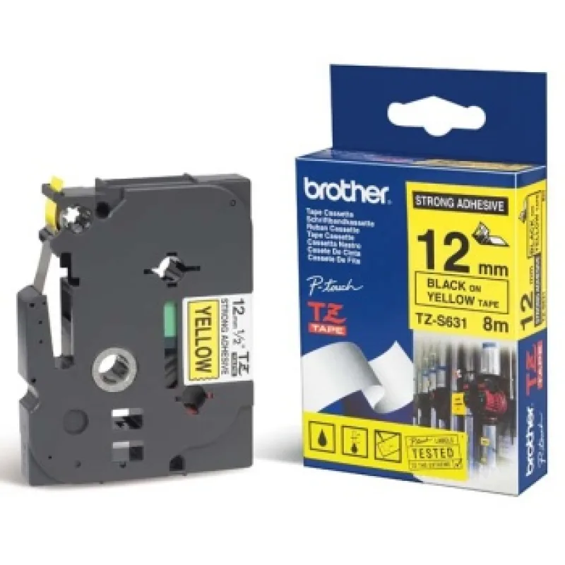 TZE-S631, žltá/ čierna, 12mm TZES631
