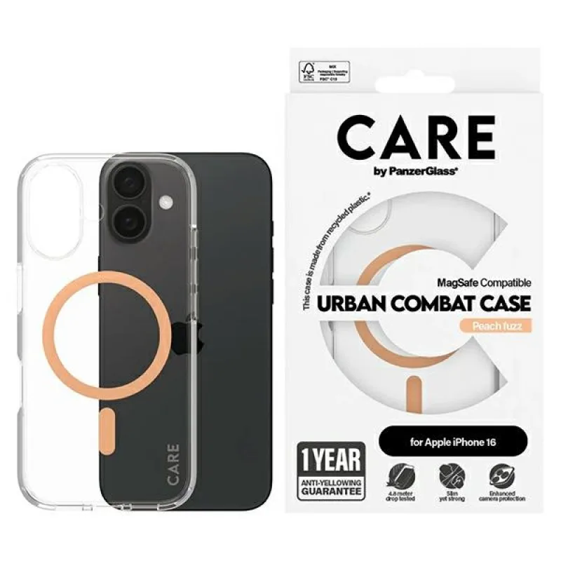 CARE by PanzerGlass Flagship Case iPhone 16 6,1" broskyňová/broskyňová MagSafe 1373