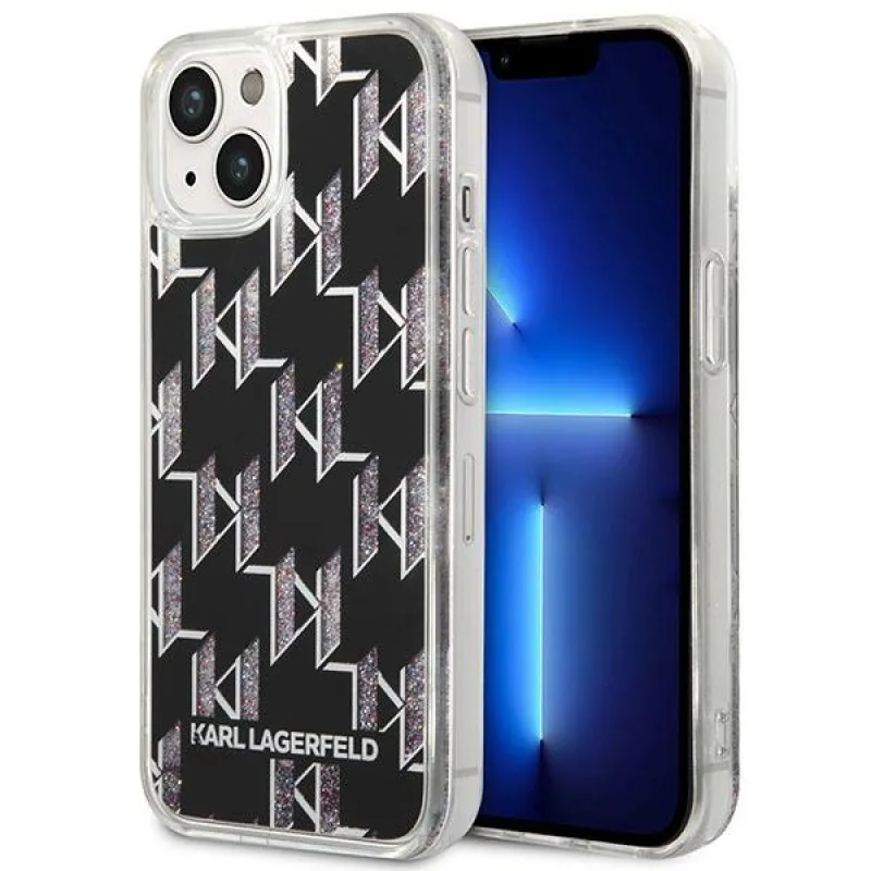 Karl Lagerfeld KLHCP14SLMNMK iPhone 14 6,1 "pevné puzdro čierne / čierne Liquid Glitter Monogram