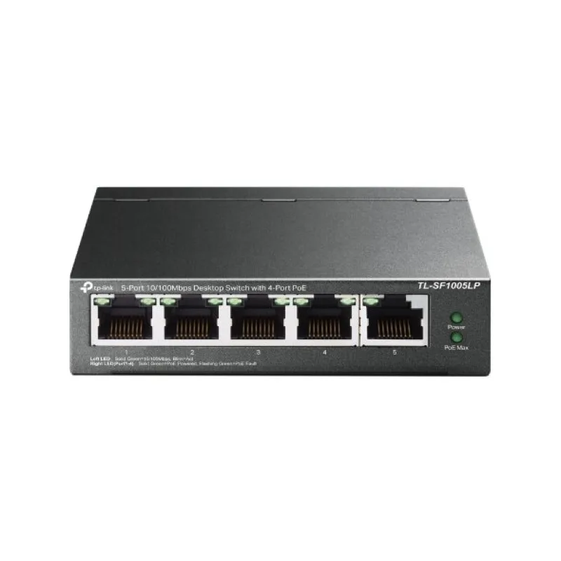 5-Port 10/100 Mbps Desktop Switch with 4-Port PoE PORT: 4× 10/100 Mbps…