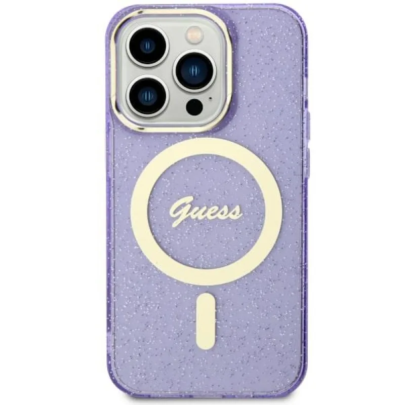 Guess GUHMN61HCMCGU iPhone 11 / Xr 6,1" fialové/fialové pevné puzdro Glitter Gold MagSafe