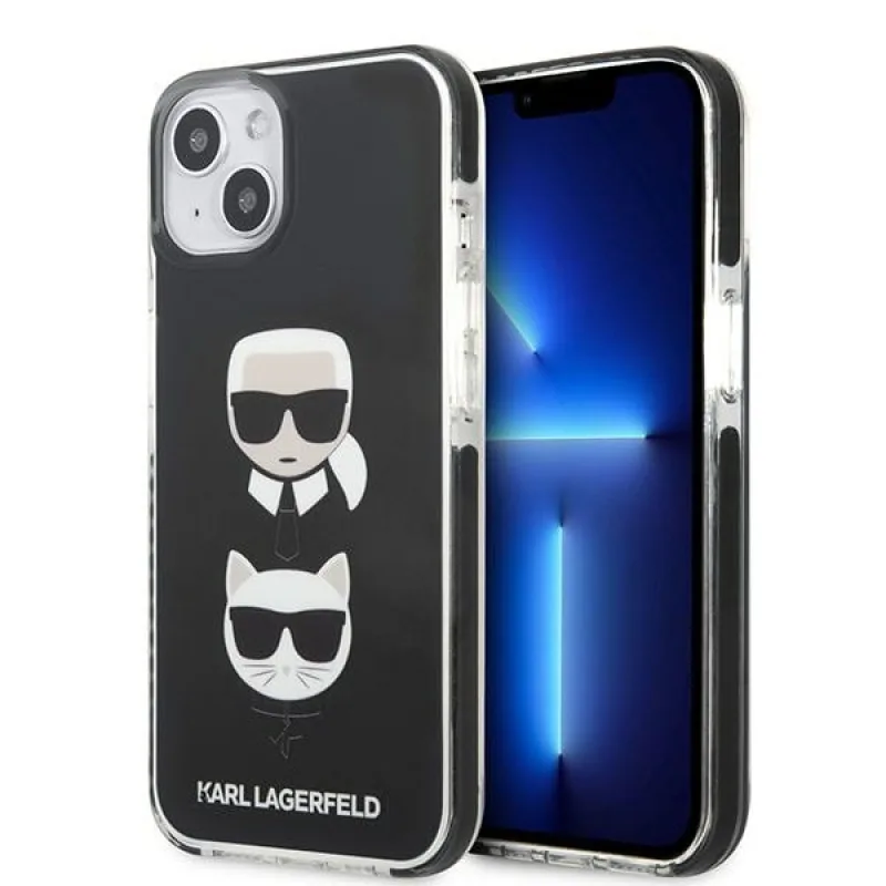 Karl Lagerfeld KLHCP13STPE2TK iPhone 13 mini 5,4 "pevné puzdro čierna / čierna hlava Karl & Choupette