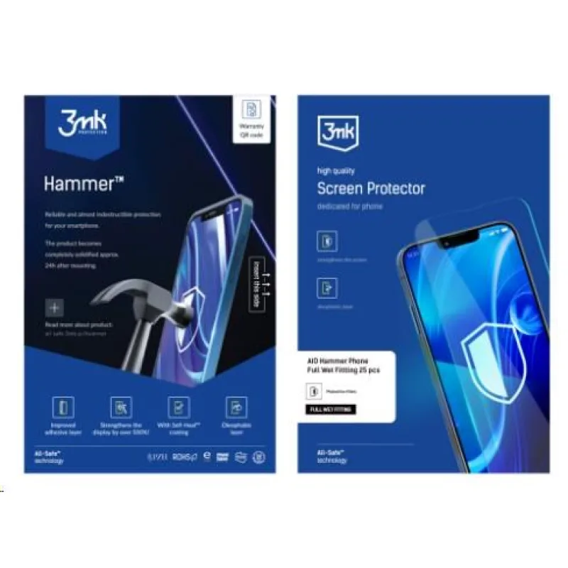 3mk All-Safe - AIO fólie Hammer Full Wet Fitting Phone, 25 ks…