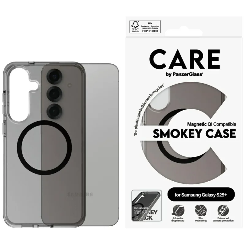 CARE by PanzerGlass Flagship Urban Combat Black QI Case pre Samsung Galaxy S25+ – polopriehľadné dymové