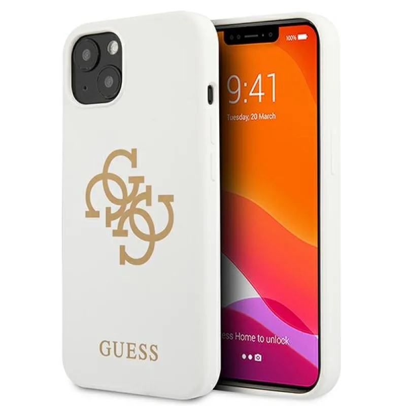 Guess GUHCP13SLS4GGWH iPhone 13 mini 5,4" bielo/biele pevné puzdro Silikónové 4G logo