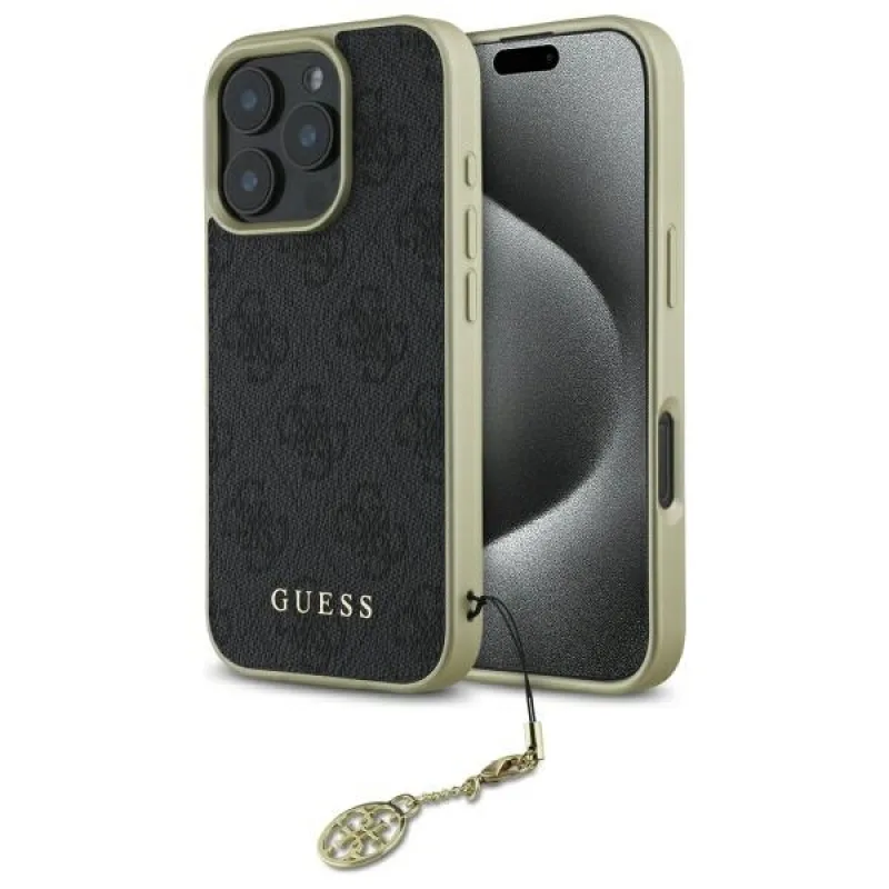 Puzdro Guess 4G Charms Collection pre iPhone 16 Pro Max - čierne
