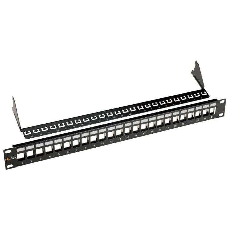 19" modulárny neosadený patch panel Solarix 24 portov čierny 1U SX24M-0…