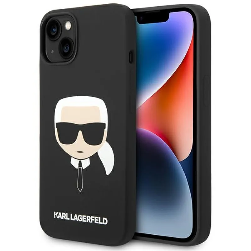 Karl Lagerfeld KLHCP14MSLKHBK iPhone 14 Plus 6,7 "pevné puzdro čierne / čierne silikónová Karlova hlava
