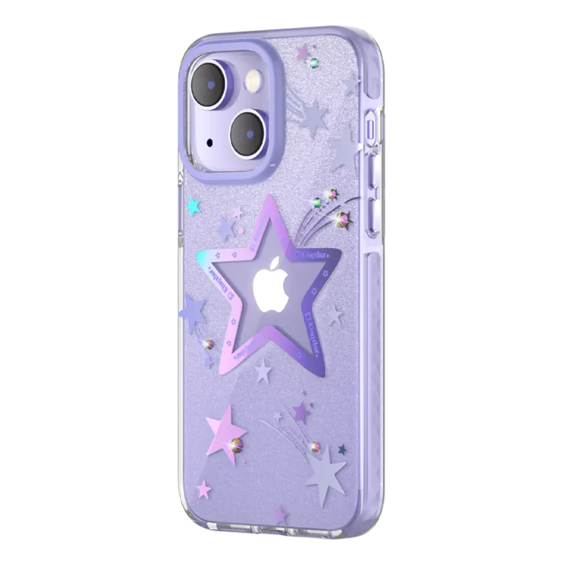 Puzdro Kingxbar Heart Star Series pre iPhone 14 Plus fialové hviezdne puzdro