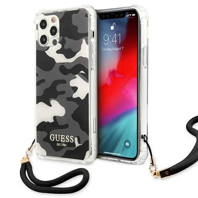 Guess GUHCP12LKSARBK iPhone 12 Pro Max 6,7" čierne/čierne pevné puzdro Camo Collection