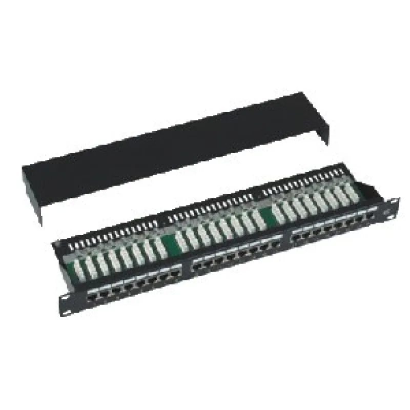 DATACOM Patch panel Cat5e 24p.1U, STP, 19 ", čierny, vyviazanie 3101