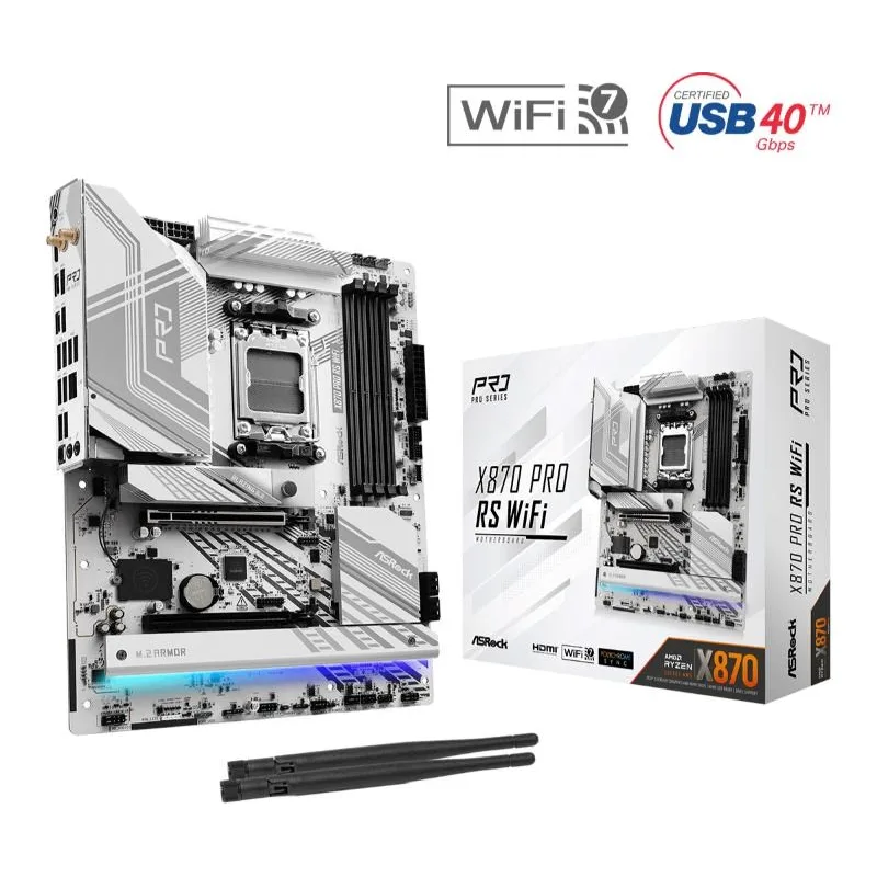 ASRock MB Sc AM5 X870 PRO RS WIFI, AMD X870, 4xDDR5, 1xHDMI, 2xUSB4, …