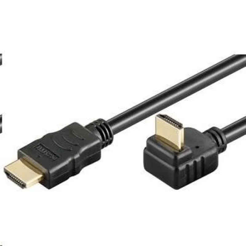 PremiumCord HDMI High Speed+Ethernet kábel, pozlátený zahnutý konektor…