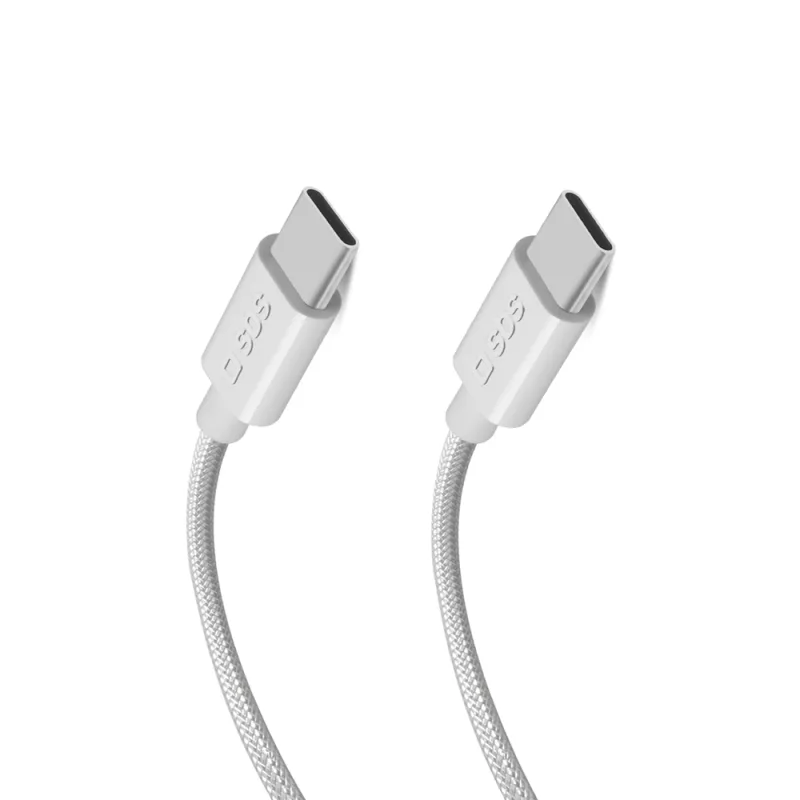 Kábel SBS TECABLETISSUETCC2G 2 x USB-C 2m 60W s napájaním – sivý