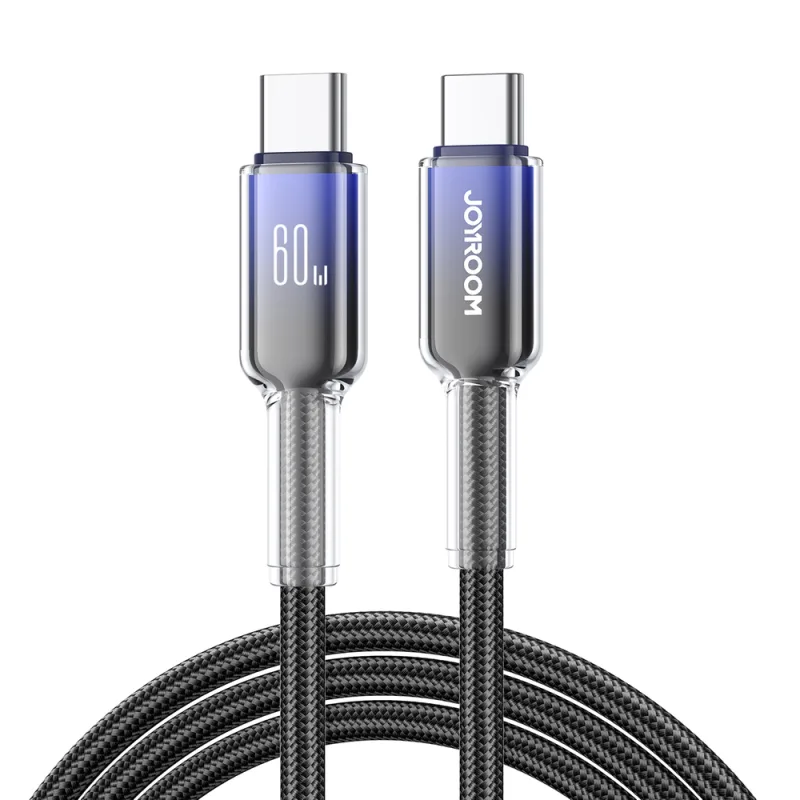 Joyroom S-A42 Crystal-Clear Series 60 W USB-C – kábel USB-C 1,2 m – čierny