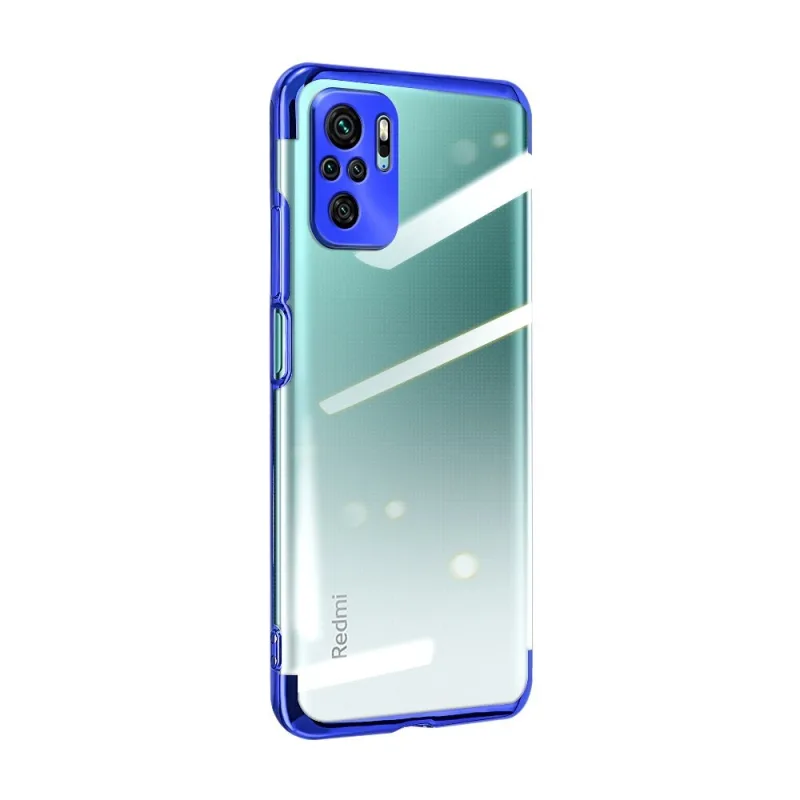 Clear Color Case Gel TPU Galvanický rám Kryt pre Xiaomi Redmi Note 10 5G / Poco M3 Pro modrý