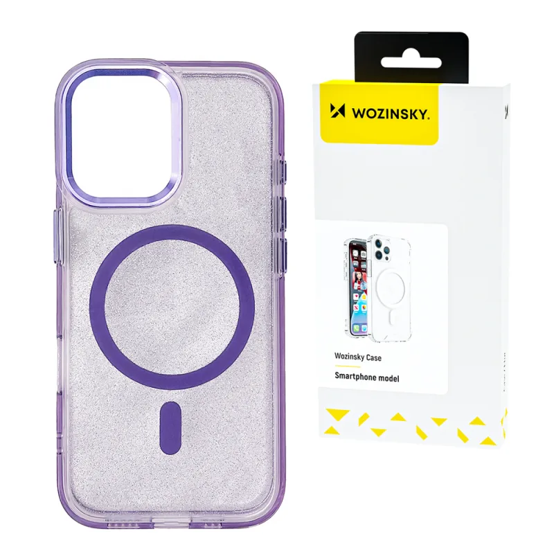 Wozinsky Glitter Case with Mag Safe pre Samsung Galaxy S25 Ultra - fialové s trblietkami