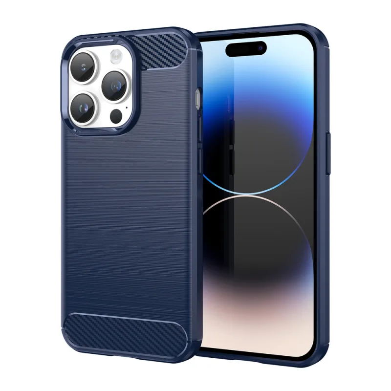 Carbon Case for iPhone 14 Pro Max flexibilný gélový zadný kryt modrý