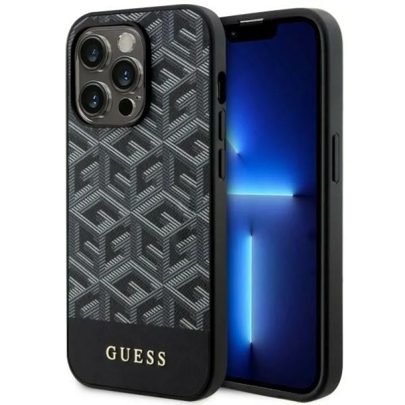 Guess GUHMP14XHGCFSEK iPhone 14 Pro Max 6,7" čierno-čierne pevné puzdro GCube Stripes MagSafe