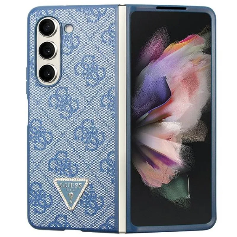 Guess 4G štrasové puzdro Triangle pre Samsung Galaxy Z Fold 5 – modré