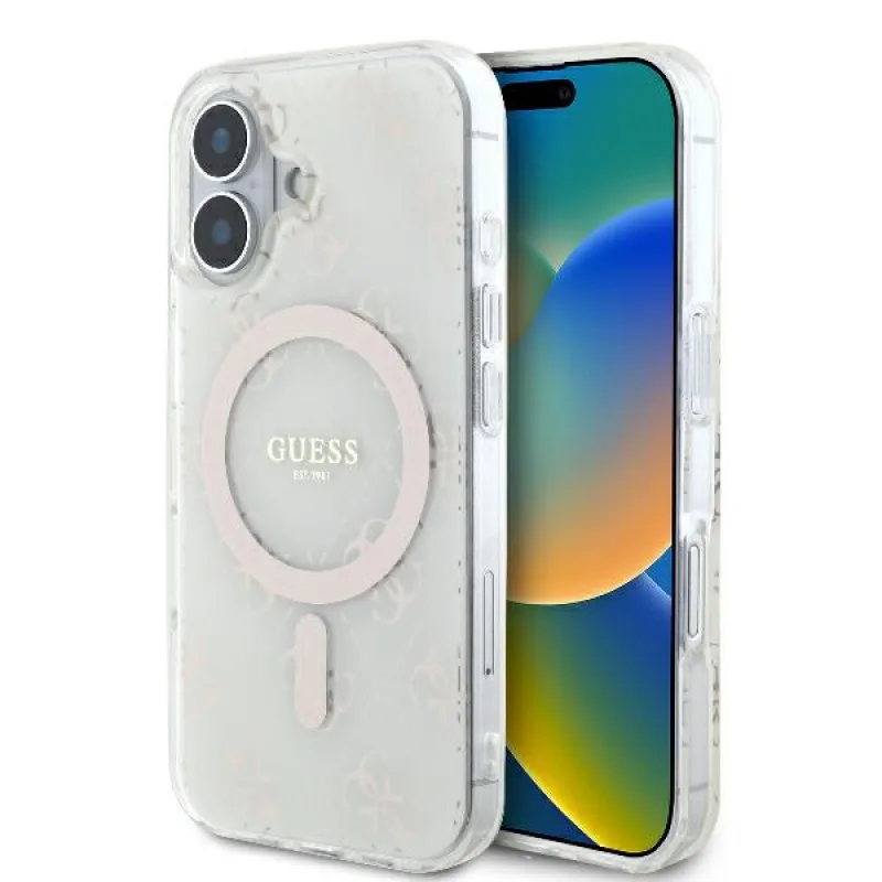 Puzdro Guess IML 4G Background MagSafe pre iPhone 16 Plus – biele